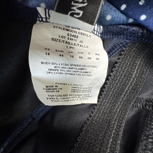 NWOT Miraclesuit Oceanus‎ One Piece Pin Point Shaping Swimsuit Midnight Navy 14 - Picture 11 of 13